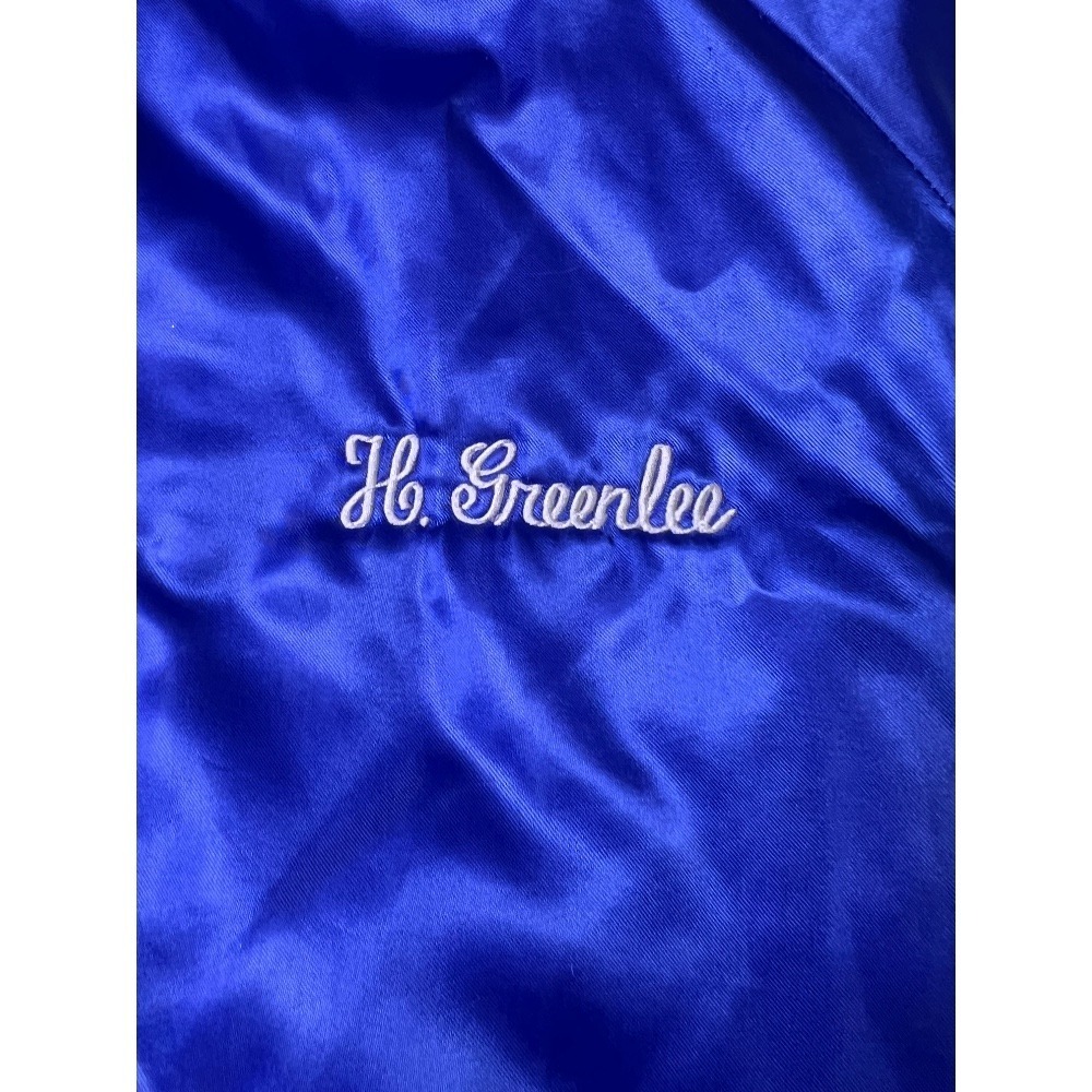 Vintage 1980s Baseball Champs Satin Bomber Jacket H. Greenlee Blue‎ Size? - Picture 4 of 9